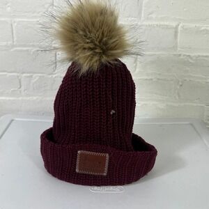 Love Your Melon Women's Faux Fur Beanie Hat Burgundy One Size